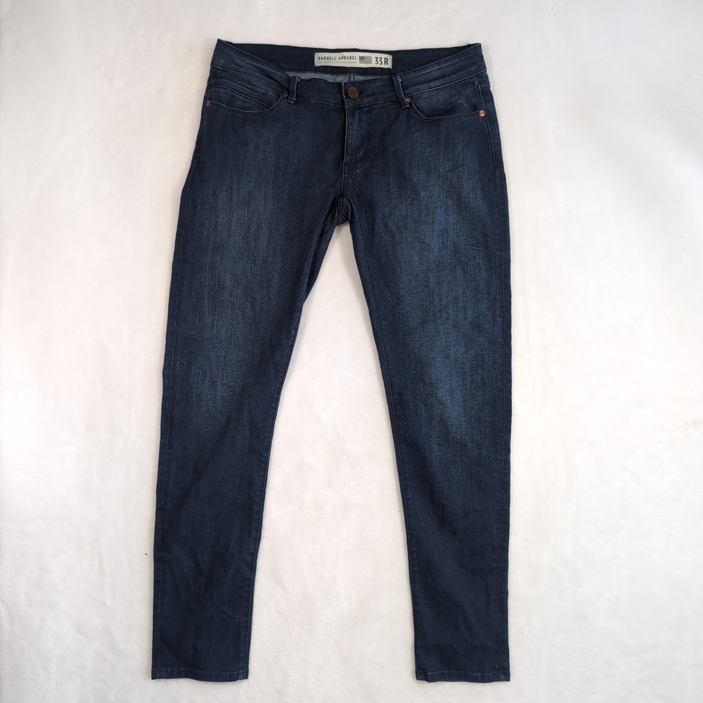 Barbell Apparel‎ Athletic Fit Jeans Mens 33R Dark Wash Stretch Denim Slim USA